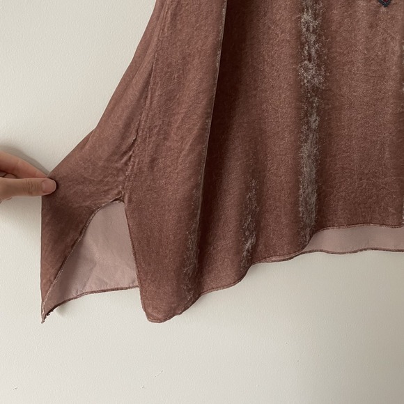 Johnny Was Cherelle Velvet Embroidered Drape Tunic Top Size L Silk Boho Hippie - Picture 9 of 15